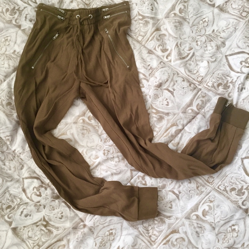 Olive ZARA Trousers Zip Cuff